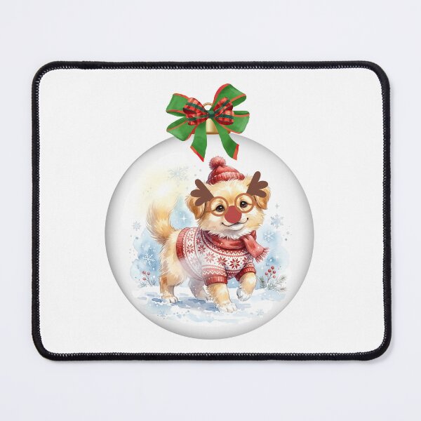 Item preview, Cute Christmas Golden Retriever Puppy in Glass Snow Globe - Watercolor Winter Dog designed and sold by VibranPalette.