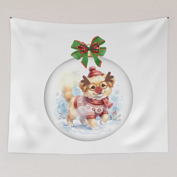 Item preview, Cute Christmas Golden Retriever Puppy in Glass Snow Globe - Watercolor Winter Dog  designed and sold by VibranPalette.