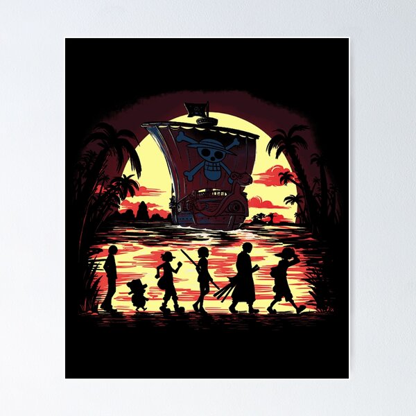 Item preview, Straw Hat Pirates Sunset Silhouette Thousand Sunny One Piece Crew Adventure Fan Art Apparel Gift designed and sold by CaseMitch.