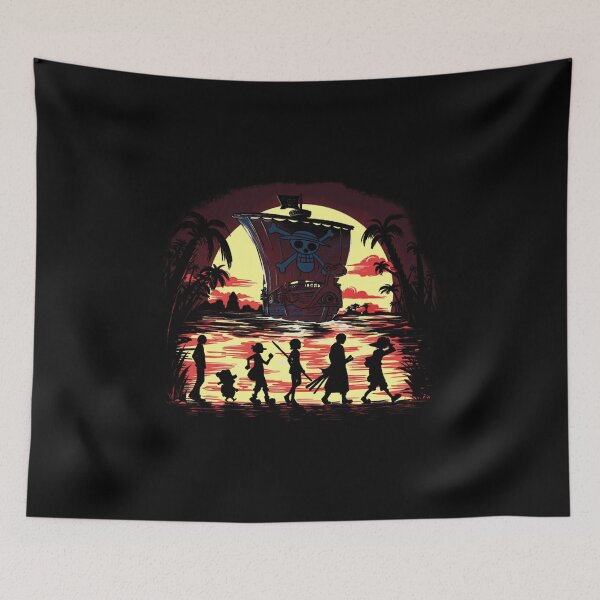 Item preview, Straw Hat Pirates Sunset Silhouette Thousand Sunny One Piece Crew Adventure Fan Art Apparel Gift designed and sold by CaseMitch.