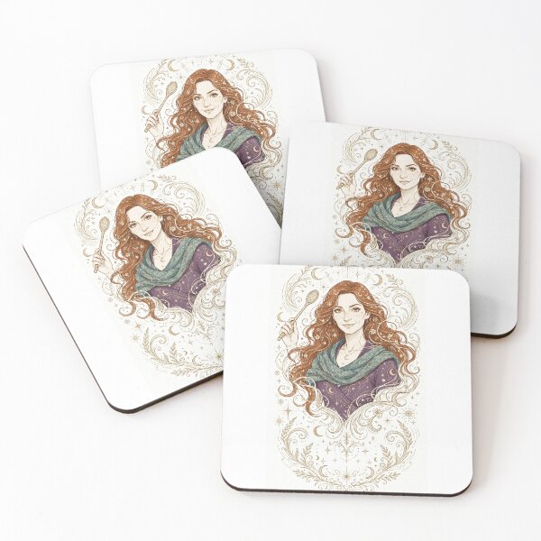 Item preview, Tansy Hearth Witch Copper Hair Celestial Portrait designed and sold by HexAndHearth.