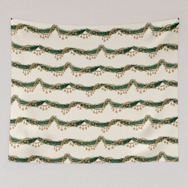 Item preview, Christmas Pine Garland And Gold Stars designed and sold by DesigndN.