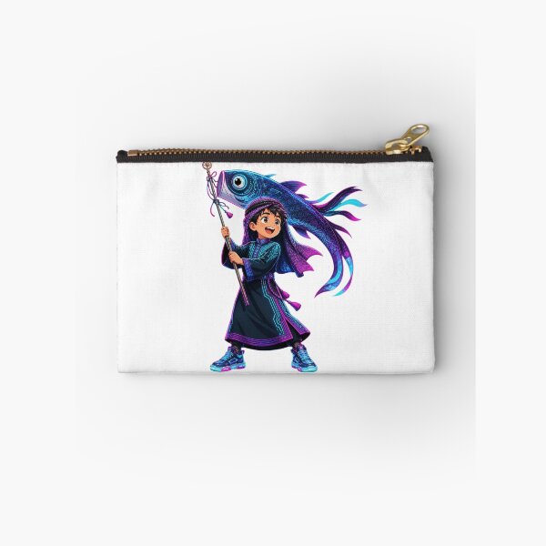 Item preview, "Neon Cyber Boy with Glowing Fish Banner: Futuristic Fantasy Vector Illustration & Vibrant Character Design" designed and sold by Nubian Style.