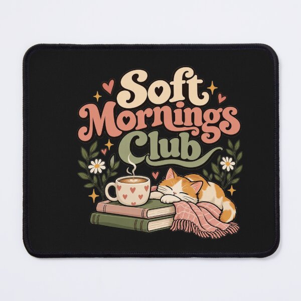 Item preview, Soft Mornings Club – Cozy Coffee Cat, Books & Floral Morning Aesthetic designed and sold by Sanika arts .