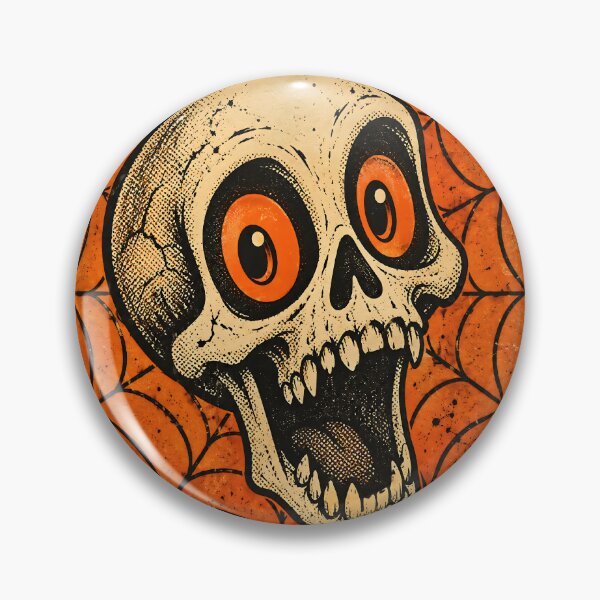 Item preview, Vintage Halloween Screaming Skull Spiderweb Art designed and sold by Pure Craft.