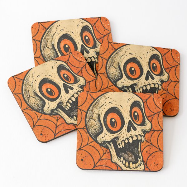Item preview, Vintage Halloween Screaming Skull Spiderweb Art designed and sold by Pure Craft.