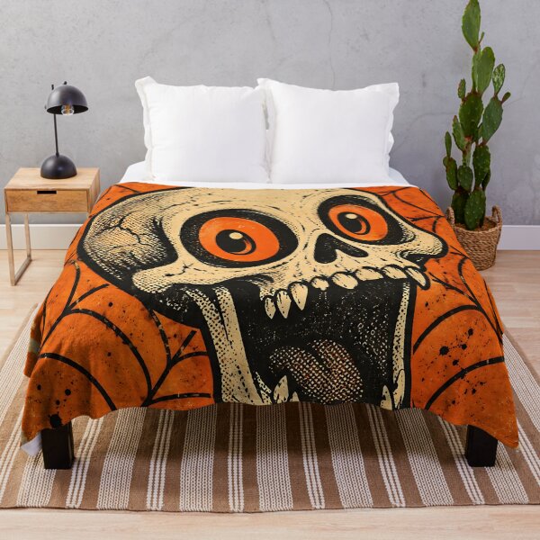 Item preview, Vintage Halloween Screaming Skull Spiderweb Art designed and sold by Pure Craft.