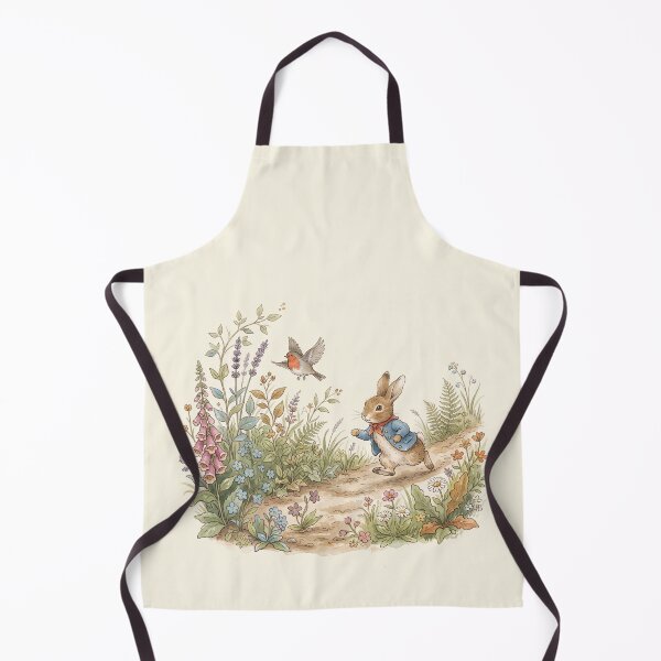 Item preview, Vintage Peter Rabbit Style Rabbit Chasing Bird Watercolor Illustration designed and sold by Pasteltone.