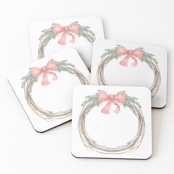 Item preview, Christmas Wreath Frame with Pink Bow and Evergreen Branches  designed and sold by White Rabbit Design .