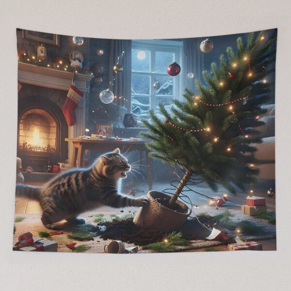 Item preview, Tabby Cat Christmas Chaos designed and sold by Sybille-Yates.