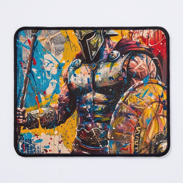 Item preview, Vibrant Spartan Warrior Splatter Abstract Graffiti Greek Gladiator Wall Decor Art designed and sold by FaizArtShop.