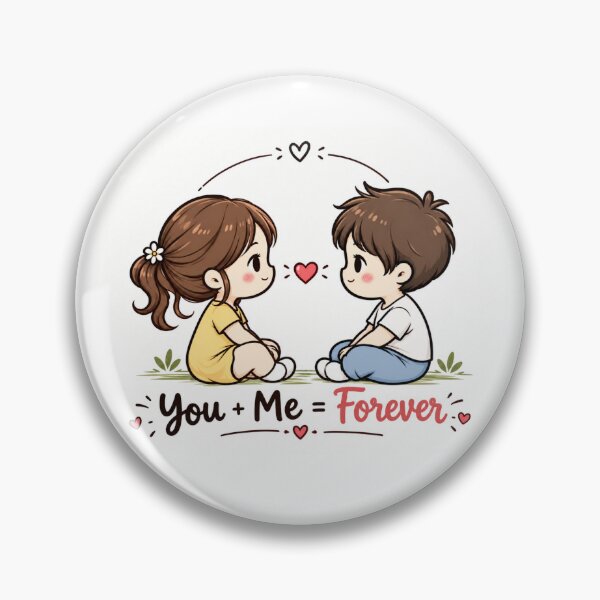 Item preview, You + Me = Forever – Cute Kawaii Couple Love Cartoon Romantic Illustration designed and sold by CRAZZYDOODLES.