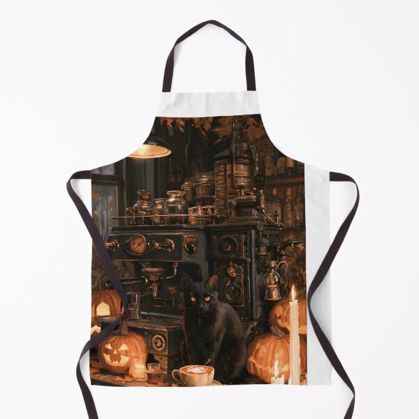 Item preview, Black Cat in a Candlelit Halloween Cafe designed and sold by Purrista Studio.