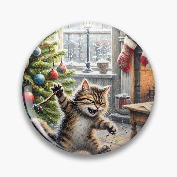 Item preview, Furious Tabby Cat Christmas Mess designed and sold by Sybille-Yates.
