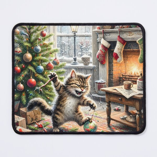 Item preview, Furious Tabby Cat Christmas Mess designed and sold by Sybille-Yates.