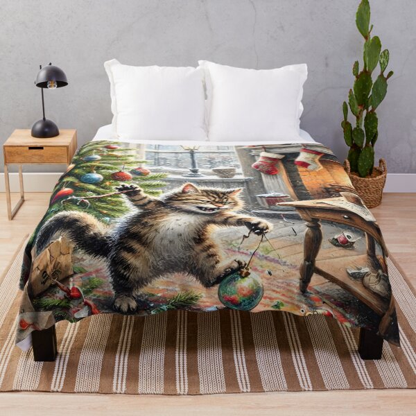 Item preview, Furious Tabby Cat Christmas Mess designed and sold by Sybille-Yates.