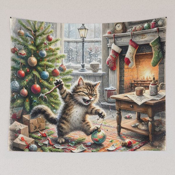 Item preview, Furious Tabby Cat Christmas Mess designed and sold by Sybille-Yates.