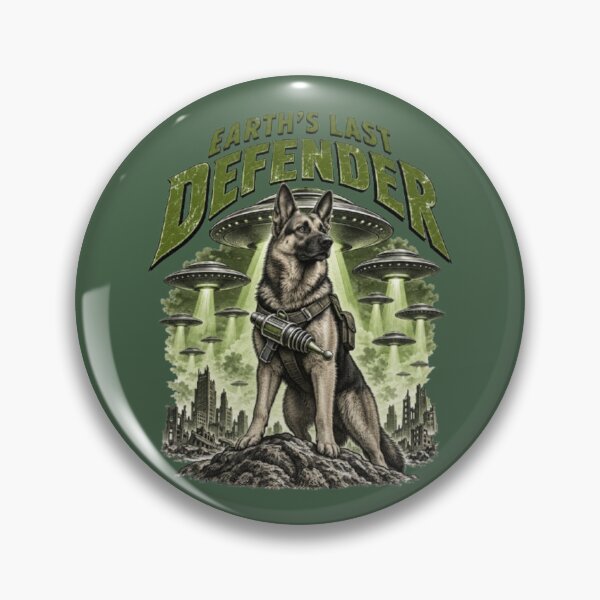 Item preview, Earths Last Defender Funny Alien Invasion Retro Sci-Fi Dog German Shepherd Gift designed and sold by FurRealStudioCo.