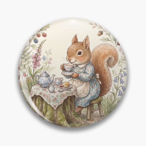 Item preview, Cozy Squirrel Having Afternoon Tea Vintage Watercolor Illustration designed and sold by Pasteltone.