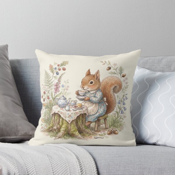 Item preview, Cozy Squirrel Having Afternoon Tea Vintage Watercolor Illustration designed and sold by Pasteltone.