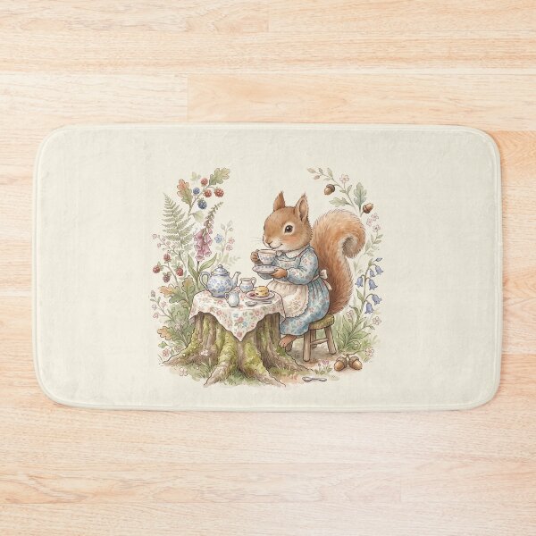Item preview, Cozy Squirrel Having Afternoon Tea Vintage Watercolor Illustration designed and sold by Pasteltone.