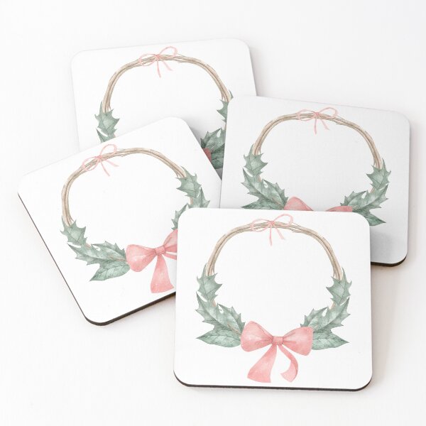 Item preview, Christmas Wreath Frame with Holly Leaves and Pink Bow designed and sold by White Rabbit Design .