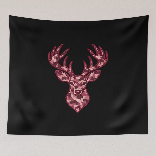 Item preview, Deer Camo Faux Embroidery design, Merlot Pink Camouflage Deer Head, Rustic Outdoor designed and sold by SpookyShadesLab.