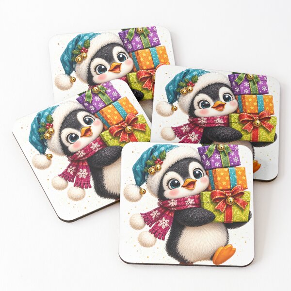 Item preview, Cute Christmas Penguin Carrying Colorful Gifts designed and sold by Pure Craft.
