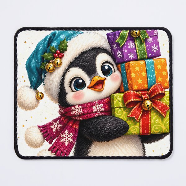 Item preview, Cute Christmas Penguin Carrying Colorful Gifts designed and sold by Pure Craft.
