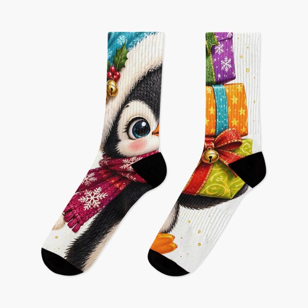 Item preview, Cute Christmas Penguin Carrying Colorful Gifts designed and sold by Pure Craft.