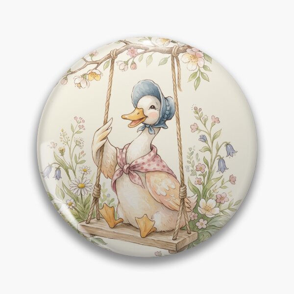 Item preview, Sweet Duck on a Swing Vintage Watercolor Children's Book Illustration designed and sold by Pasteltone.