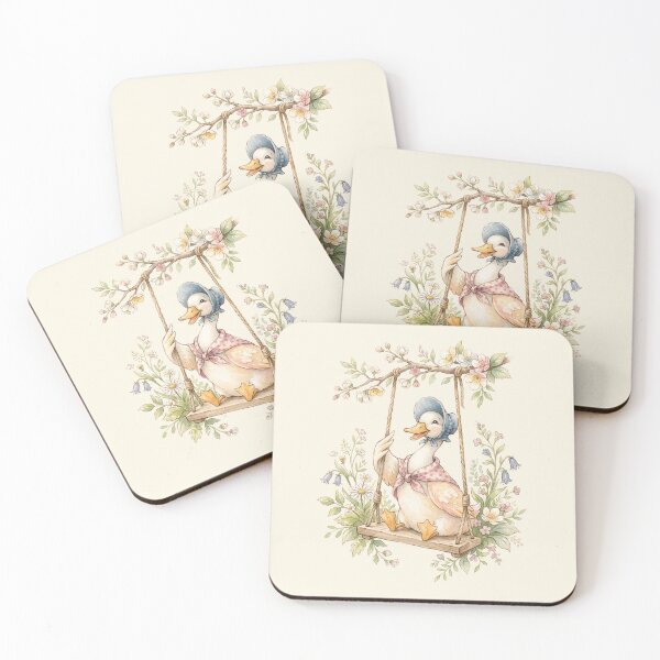 Item preview, Sweet Duck on a Swing Vintage Watercolor Children's Book Illustration designed and sold by Pasteltone.