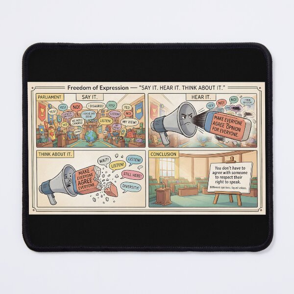 Item preview, Diversity of opinion in parliament – freedom of speech (comic) designed and sold by Mianku | Für das Leben.