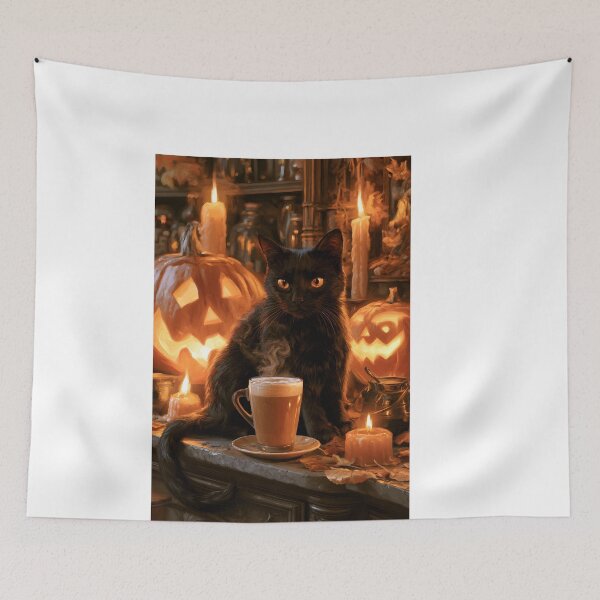 Item preview, Black Cat and Pumpkin Spice Latte designed and sold by Purrista Studio.