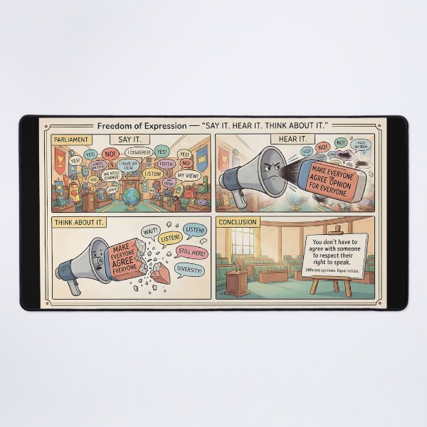 Item preview, Diversity of opinion in parliament – freedom of speech (comic) designed and sold by Mianku | Für das Leben.