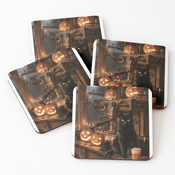 Item preview, Black Cat in a Haunted Espresso Bar designed and sold by Purrista Studio.