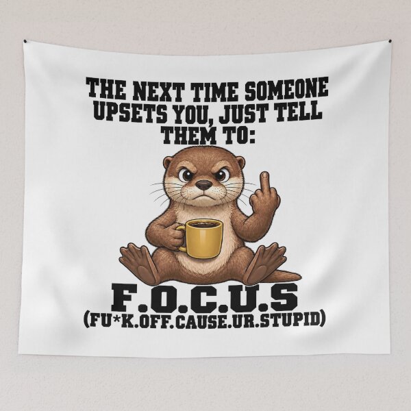 Item preview, Angry Otter Flipping The Bird Holding Coffee Mug Funny Meme designed and sold by DYALEEZ-XCR.