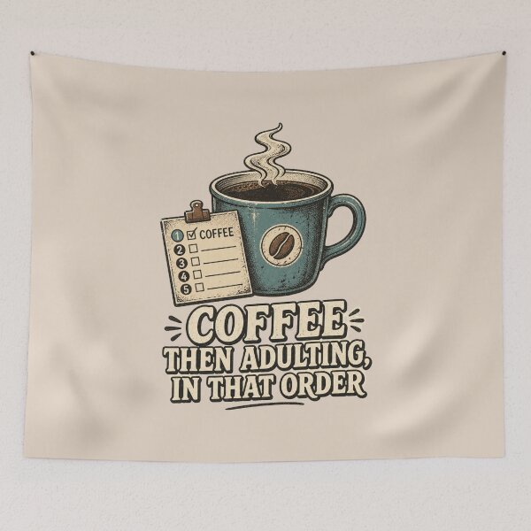 Item preview, Coffee Then Adulting In That Order Shirt, Funny Coffee Lover T-Shirt, Morning Routine Humor Tee, Funny Coffee Gift Shirt, Vintage Coffee Graphic designed and sold by TshirtsLabs.