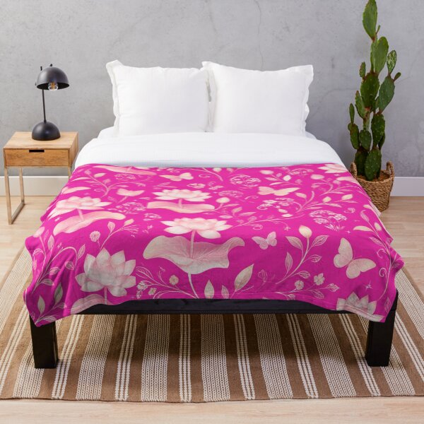 Item preview, Jardín floral de mariposas y lotos rosas: diseño botánico femenino de la naturaleza. designed and sold by wittyart.