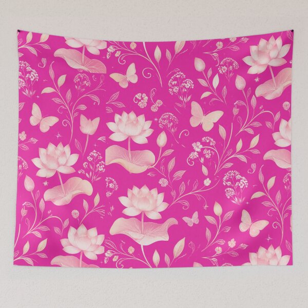 Item preview, Pink Lotus Butterfly Floral Garden – Feminine Botanical Nature Design designed and sold by wittyart.