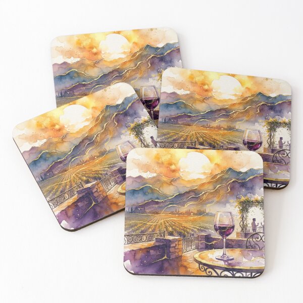 Item preview, Sunset in a Mendoza Vineyard in Watercolor - Argentine Landscapes designed and sold by Esencia Argentina.
