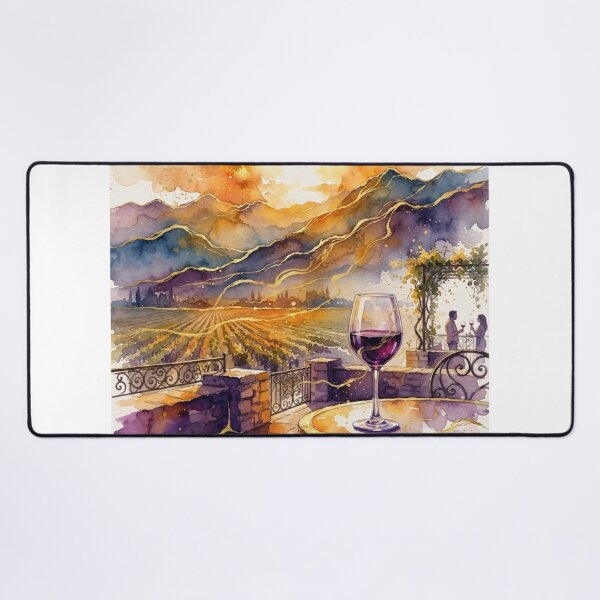 Item preview, Sunset in a Mendoza Vineyard in Watercolor - Argentine Landscapes designed and sold by Esencia Argentina.