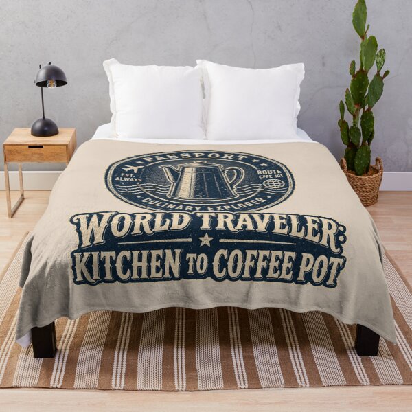 Item preview, World Traveler Kitchen To Coffee Pot Shirt, Funny Coffee Lover T-Shirt, Homebody Humor Tee, Funny Coffee Gift Shirt, Vintage Passport Graphic designed and sold by TshirtsLabs.