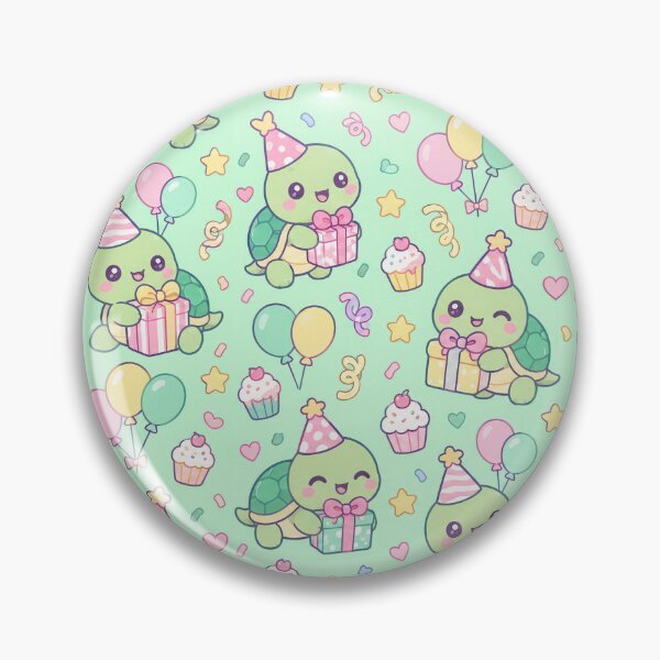 Item preview, Kawaii Birthday Turtle Gift Pastel Pattern designed and sold by Soft Berry Studio.