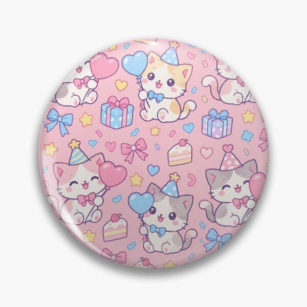 Item preview, Kawaii Birthday Kitty Balloon Pastel Pattern designed and sold by Soft Berry Studio.