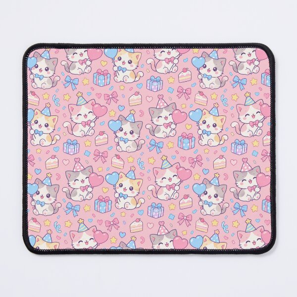 Item preview, Kawaii Birthday Kitty Balloon Pastel Pattern designed and sold by Soft Berry Studio.