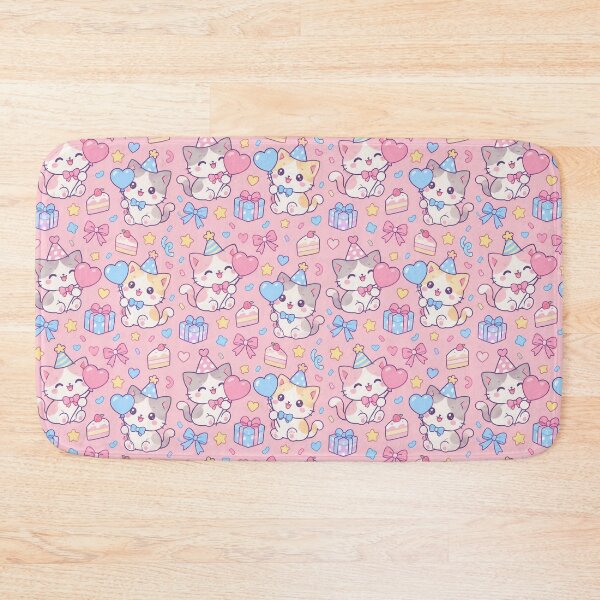 Item preview, Kawaii Birthday Kitty Balloon Pastel Pattern designed and sold by Soft Berry Studio.