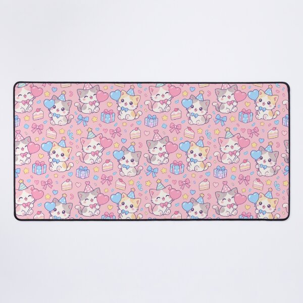 Item preview, Kawaii Birthday Kitty Balloon Pastel Pattern designed and sold by Soft Berry Studio.