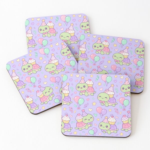 Item preview, Kawaii Birthday Turtle Cupcake Pastel Pattern designed and sold by Soft Berry Studio.