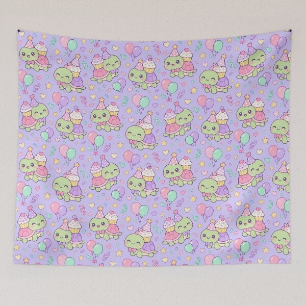 Item preview, Kawaii Birthday Turtle Cupcake Pastel Pattern designed and sold by Soft Berry Studio.